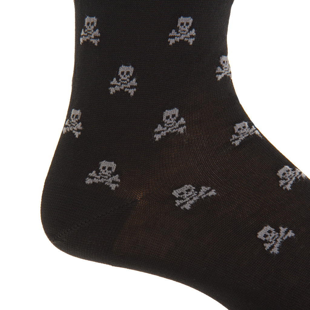 Black with Steel Gray Skull and Crossbones Sock Linked Toe OTC