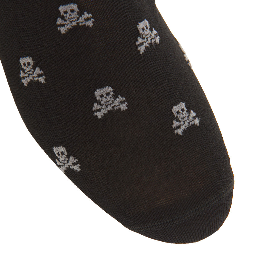 Black with Steel Gray Skull and Crossbones Sock Linked Toe OTC