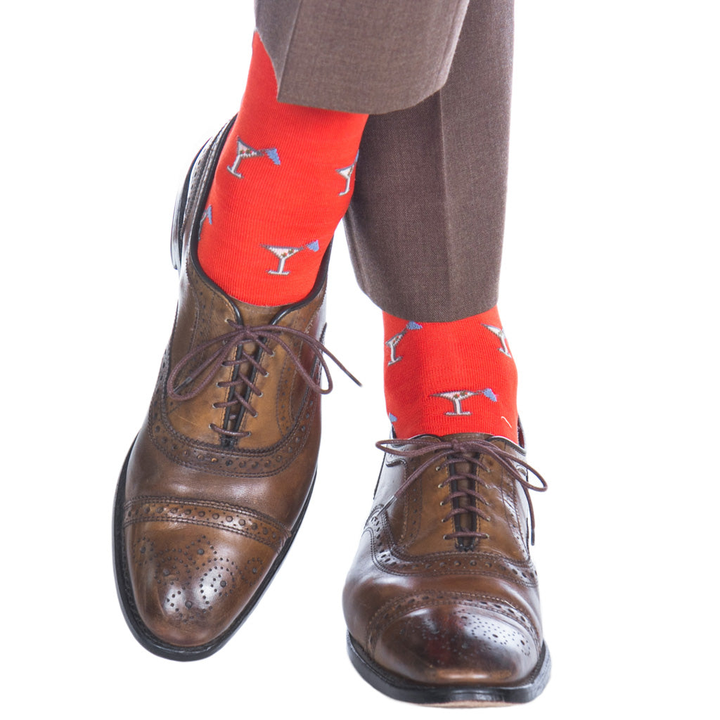 Martini-Glass-19th-Hole-Cotton-Sock-Orange