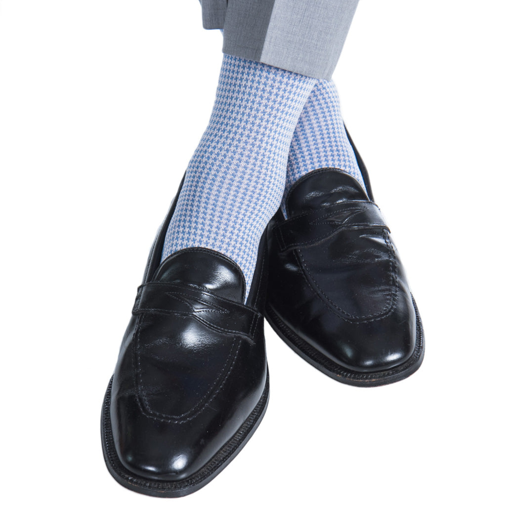 USA-Made-Azure-Blue-Pink-Houndstooth-Sock