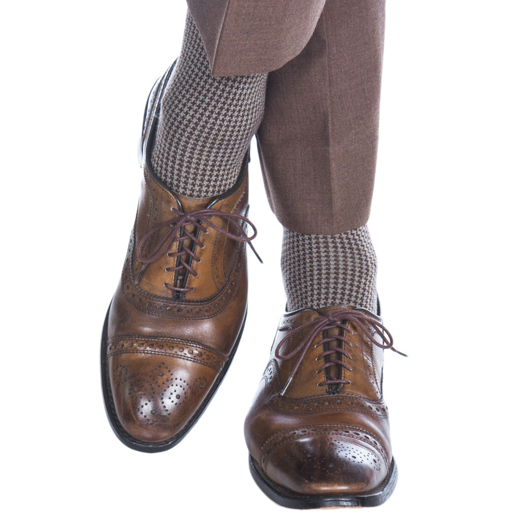 Houndstooth-Brown-Taupe-Sock