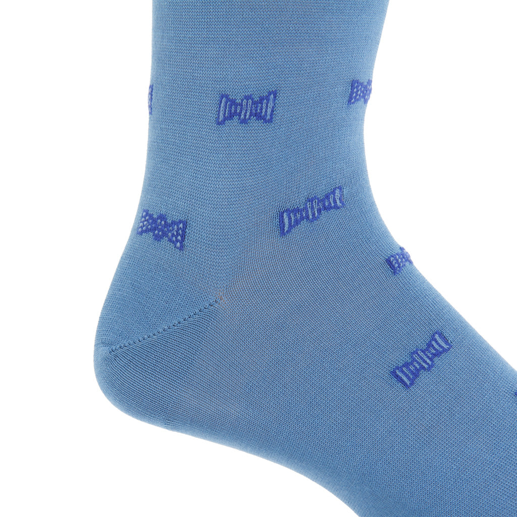 Azure with Clematis Bowties Cotton Mid-Calf Sock
