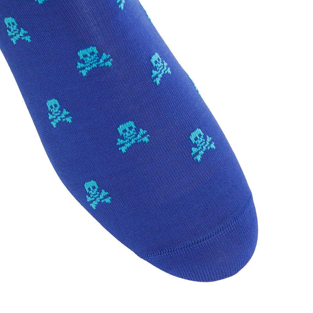 Clematis with Ceramic Skull &amp; Crossbones Cotton Over-the-Calf Sock