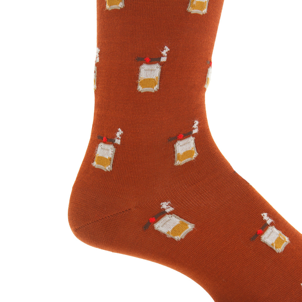 Whiskey Brown with Bourbon &amp; Cigar Cotton Over-the-Calf Sock