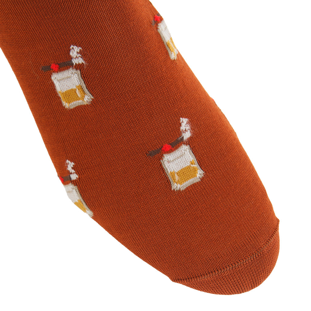 Whiskey Brown with Bourbon &amp; Cigar Cotton Over-the-Calf Sock