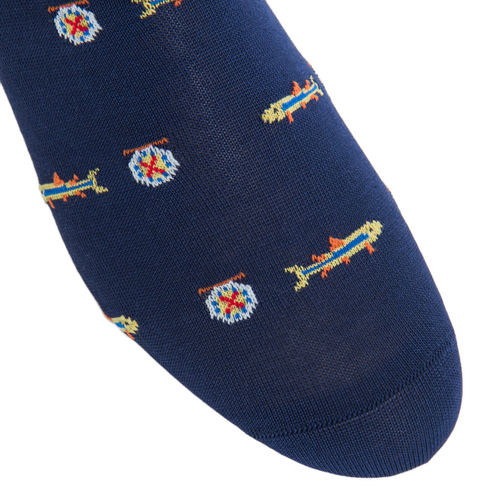 Classic-Navy-Fish-Trout-Cotton-Sock