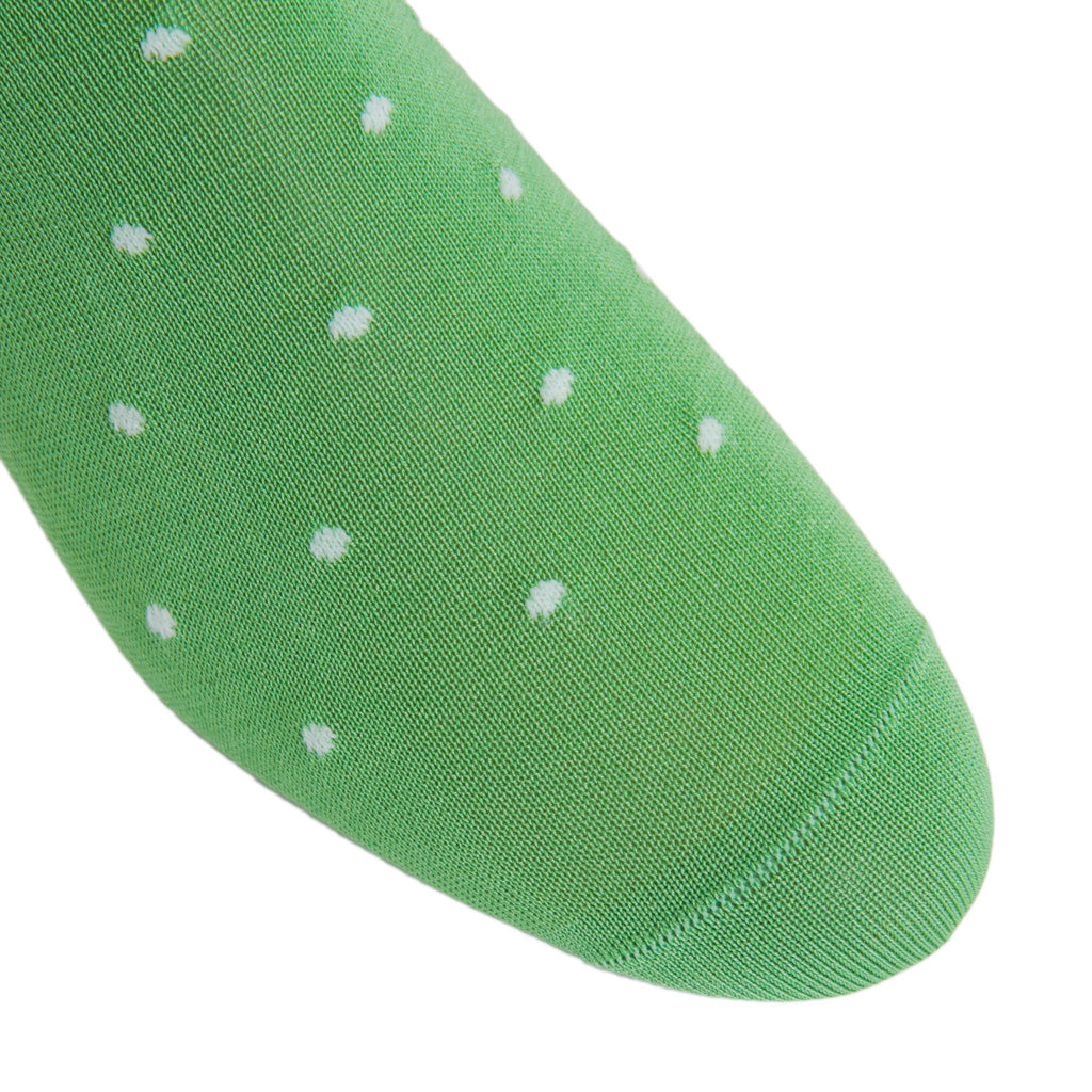 Grass Green with White Dot Cotton Over-the-Calf Sock