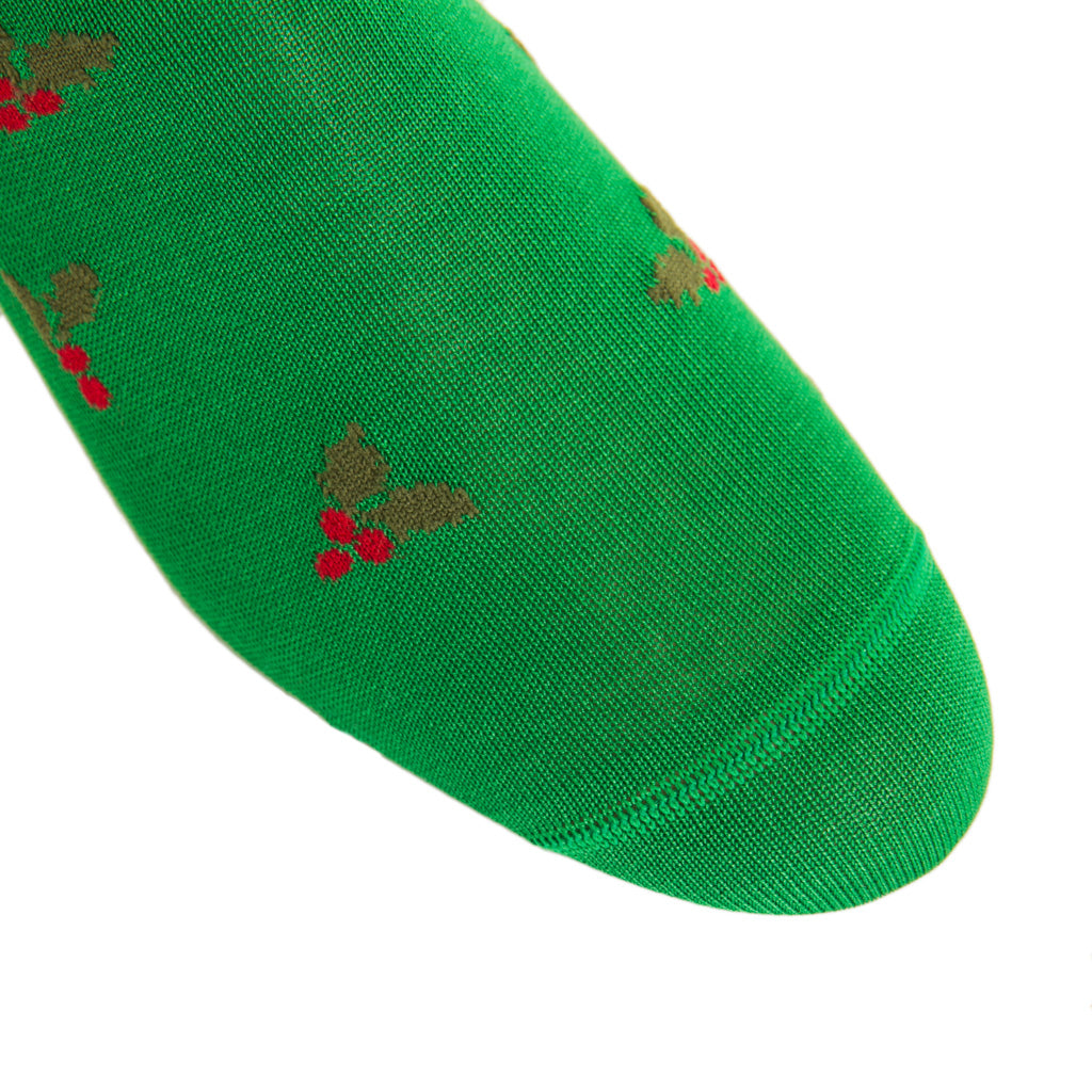Holiday-Sock-Green-Red-Holly-Cotton
