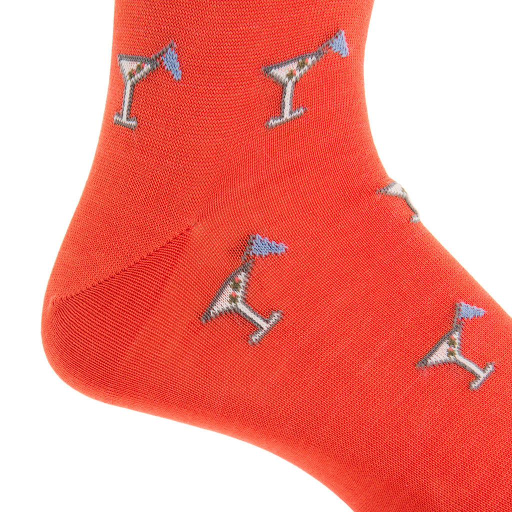 Mid-Calf-Martini-Glass-19th-Hole-Cotton-Sock-Orange