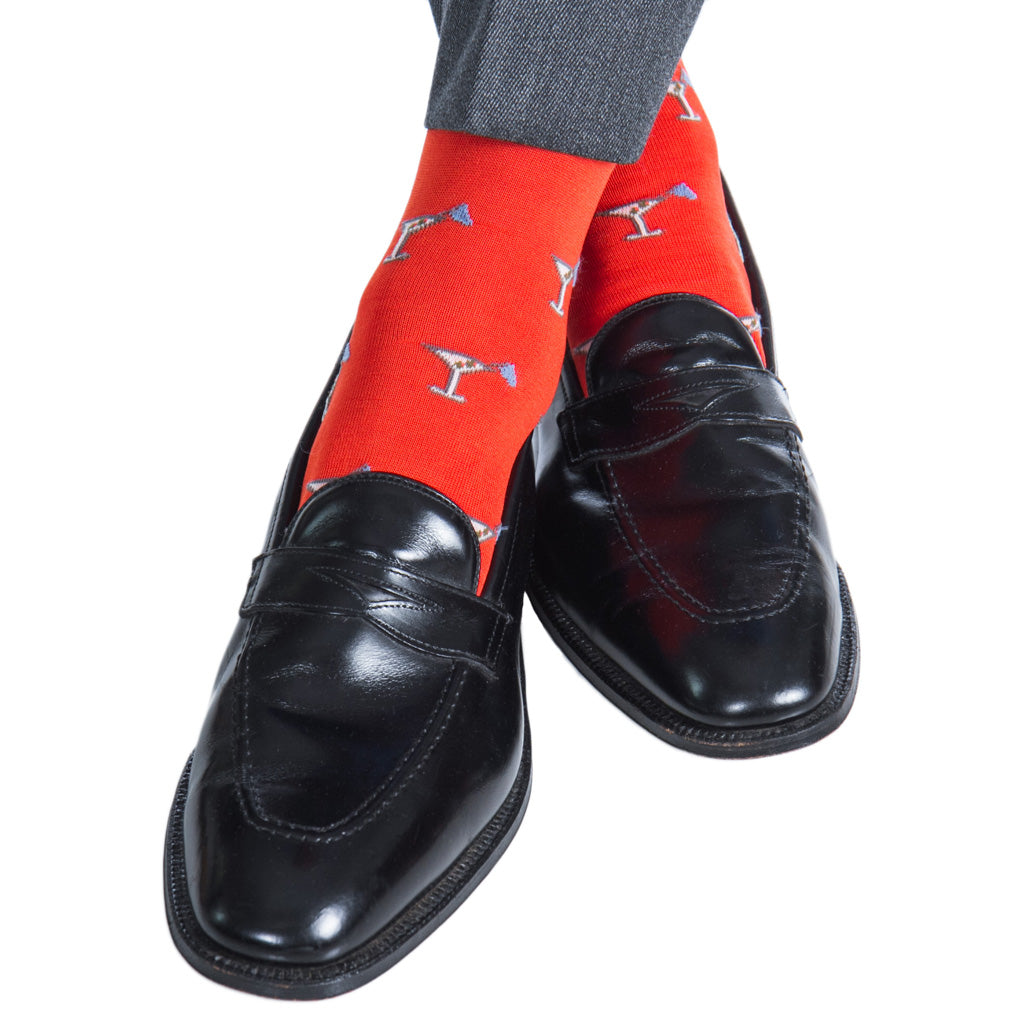 American-Made-Martini-Glass-19th-Hole-Cotton-Sock-Orange