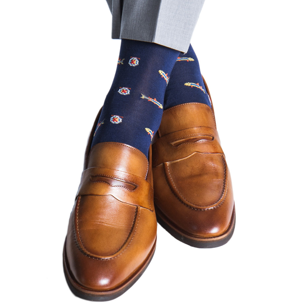 Classic-Navy-Fish-Trout-Cotton-Sock