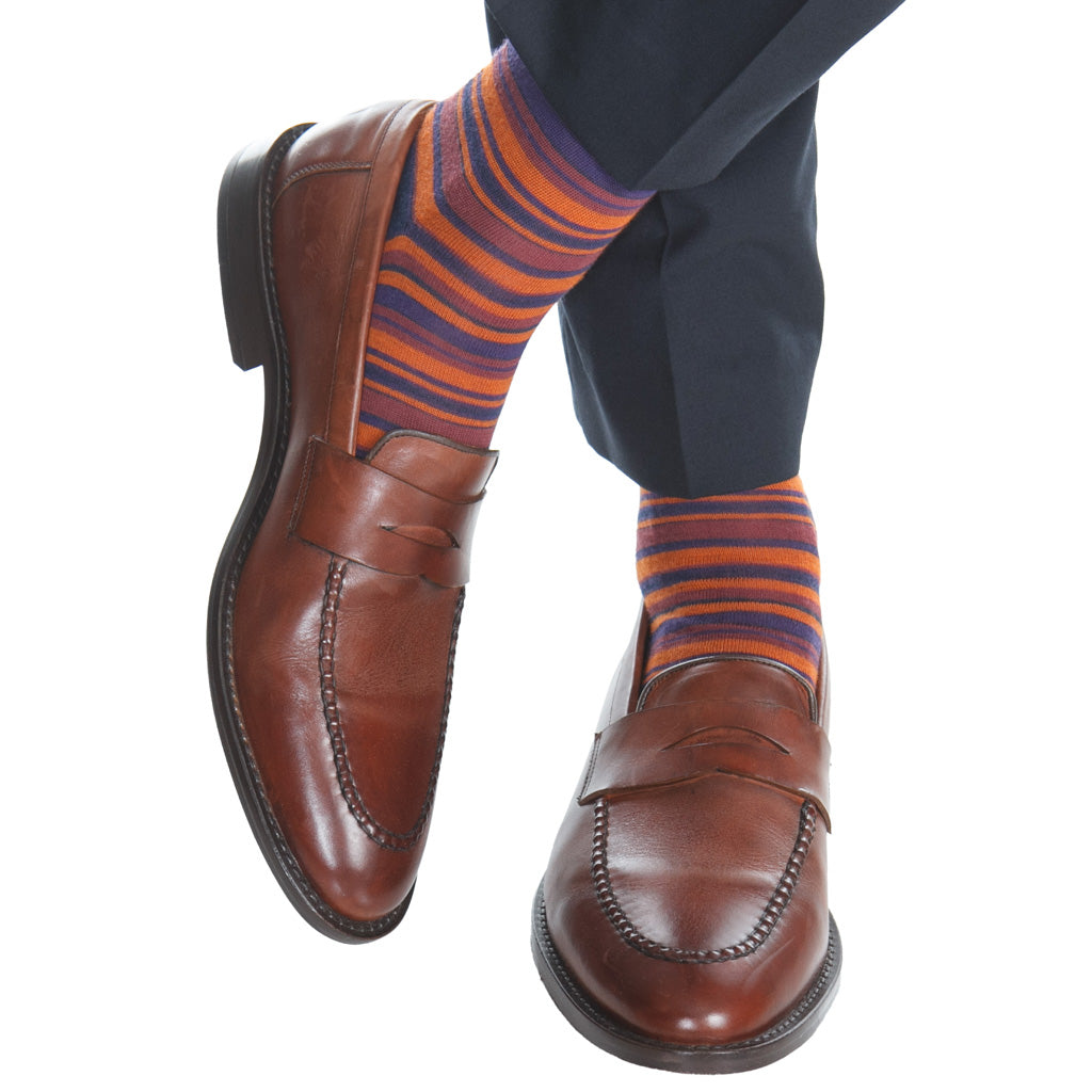 Men's variegated wool stripe socks