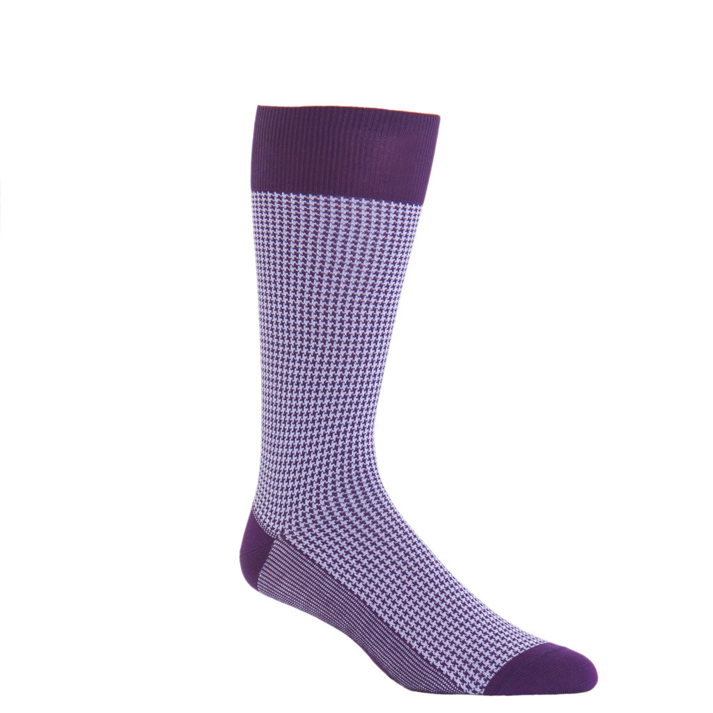 Over-The-Calf-Purple-Lavendar-Houndstooth-Cotton-Sock