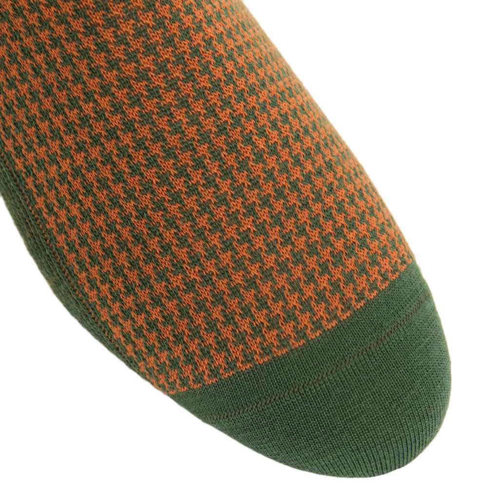 Pine-Green-Burnt-Orange-Houndstooth-Wool-Sock