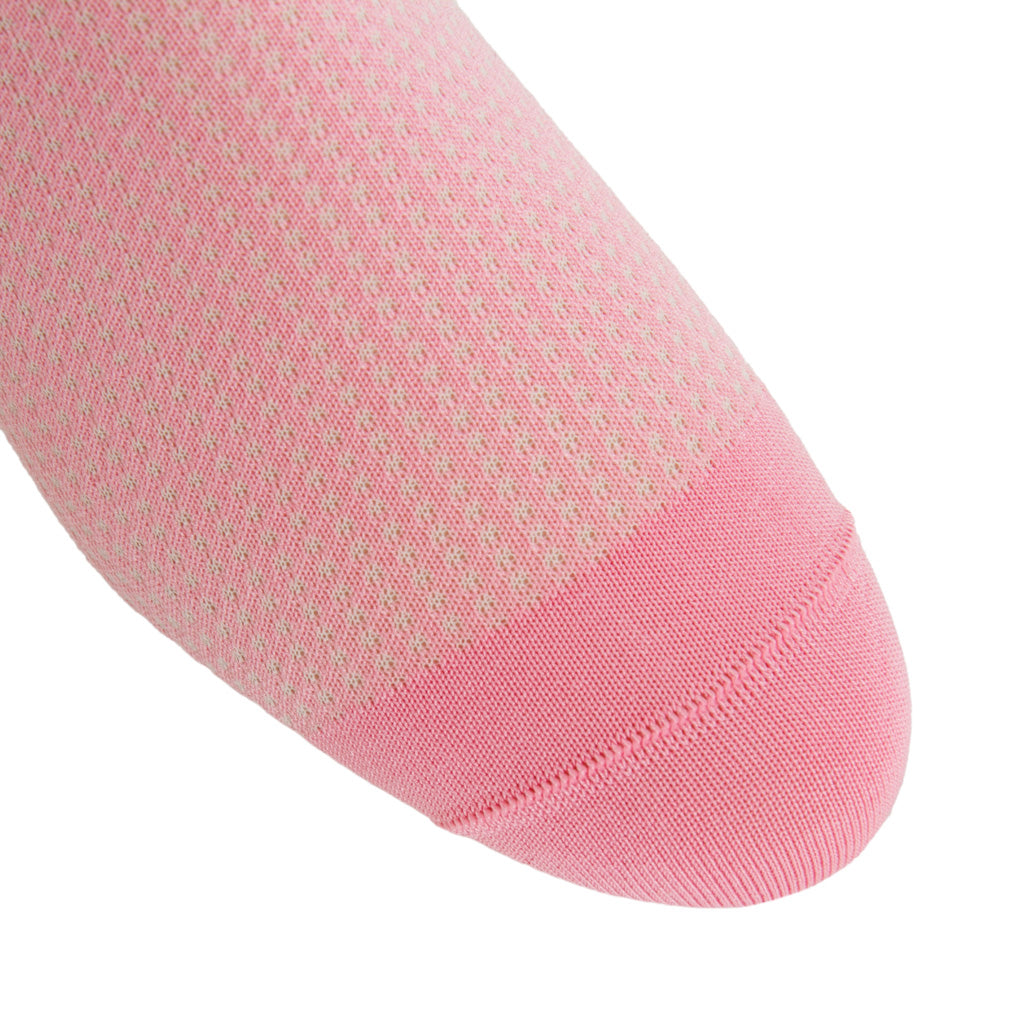 Pink with White Grenadine Cotton Mid-Calf Sock