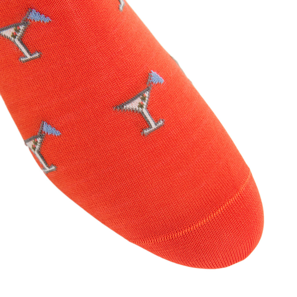 Martini-Glass-19th-Hole-Cotton-Sock-Orange