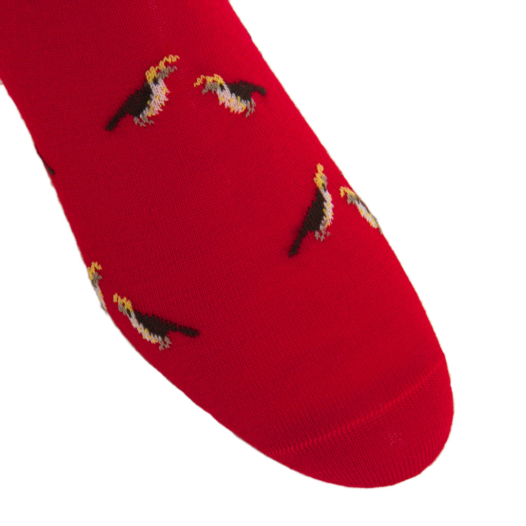 Red-Sock-With-Quails-Wool-Sock