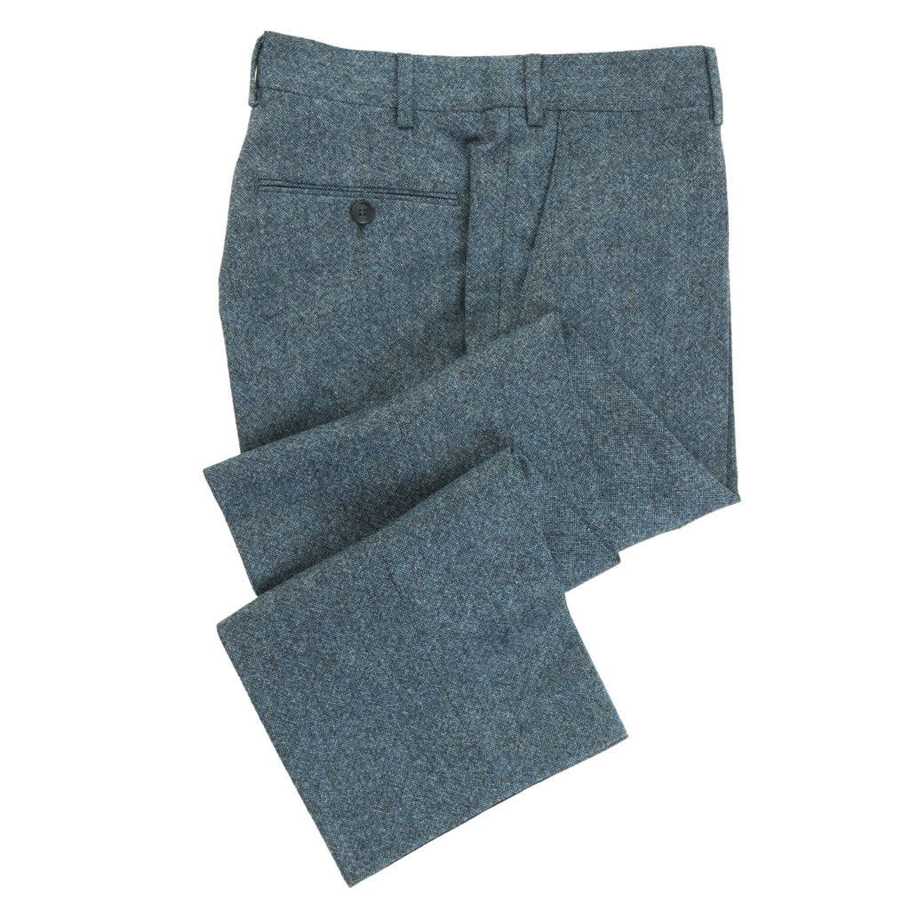 Classic Fit Blue 100% Lambswool Donegal Trouser