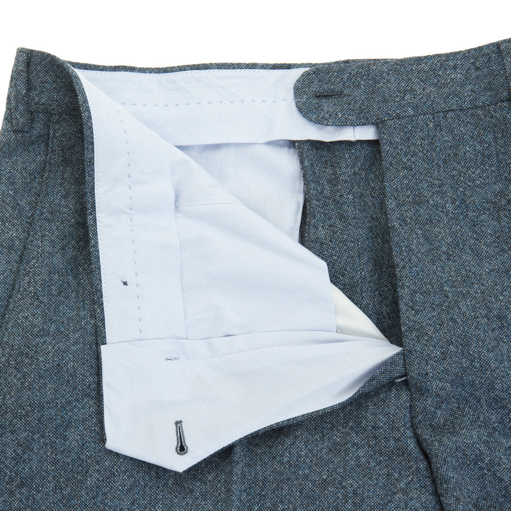 Classic Fit Blue 100% Lambswool Donegal Trouser
