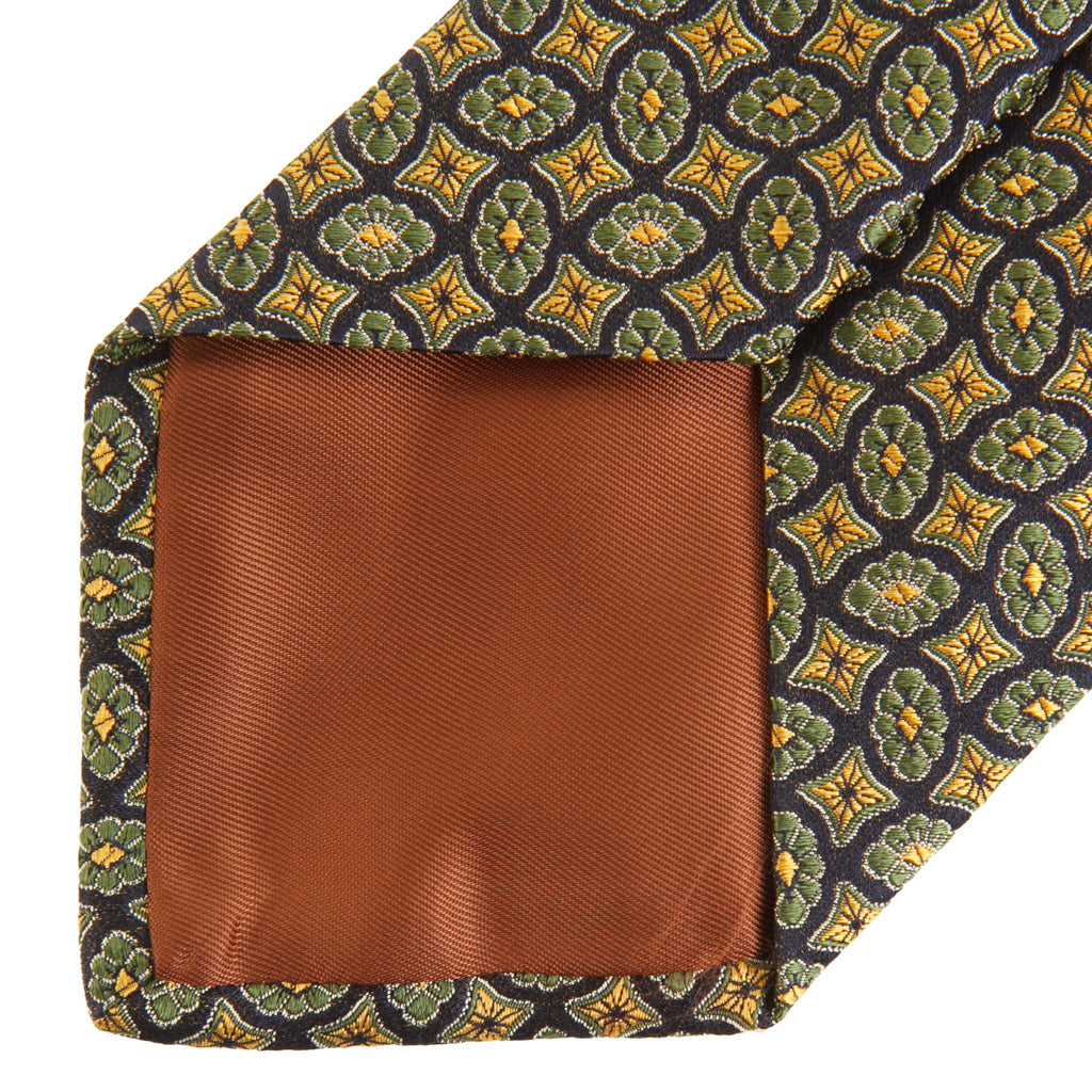 Green with Gold Neat Silk Necktie