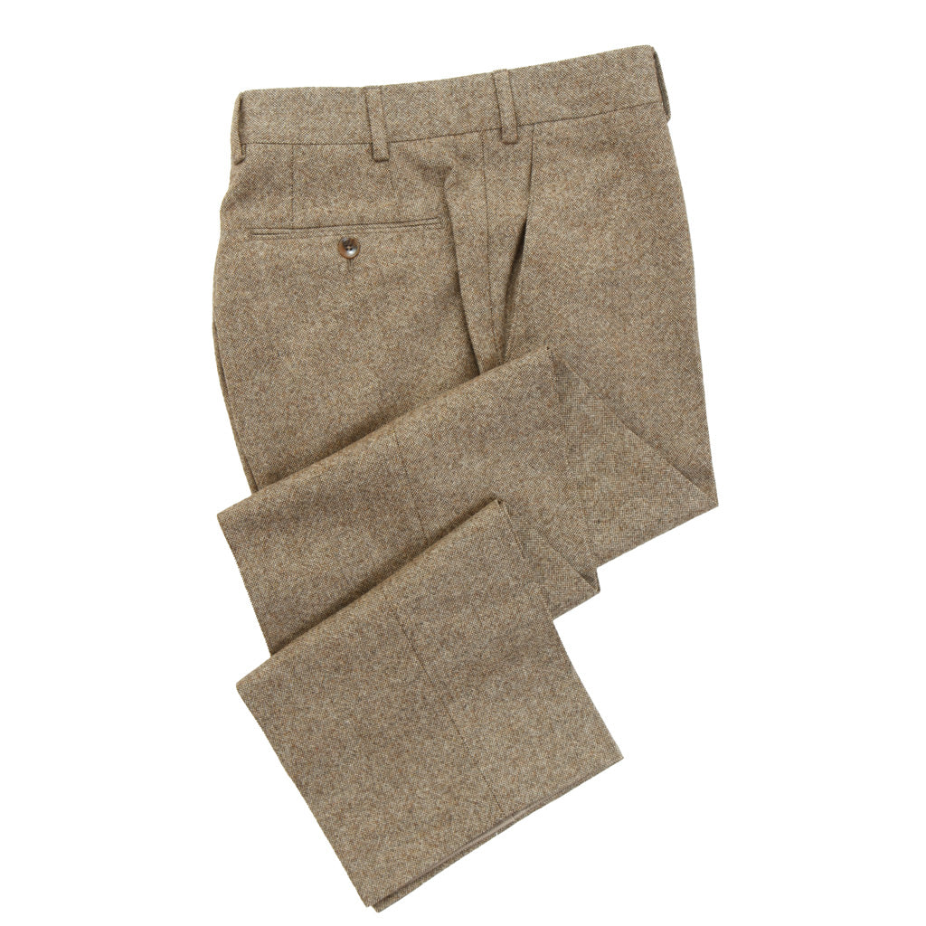 Classic Fit Light Brown 100% Lambswool Donegal Trouser