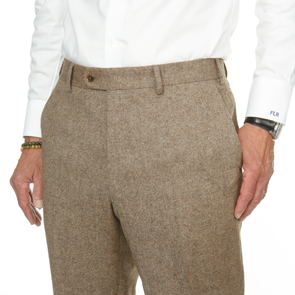 Trim Fit Light Brown 100% Lambswool Donegal Trouser