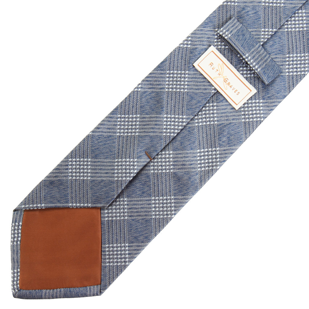 Blue Melange Plaid Silk Necktie