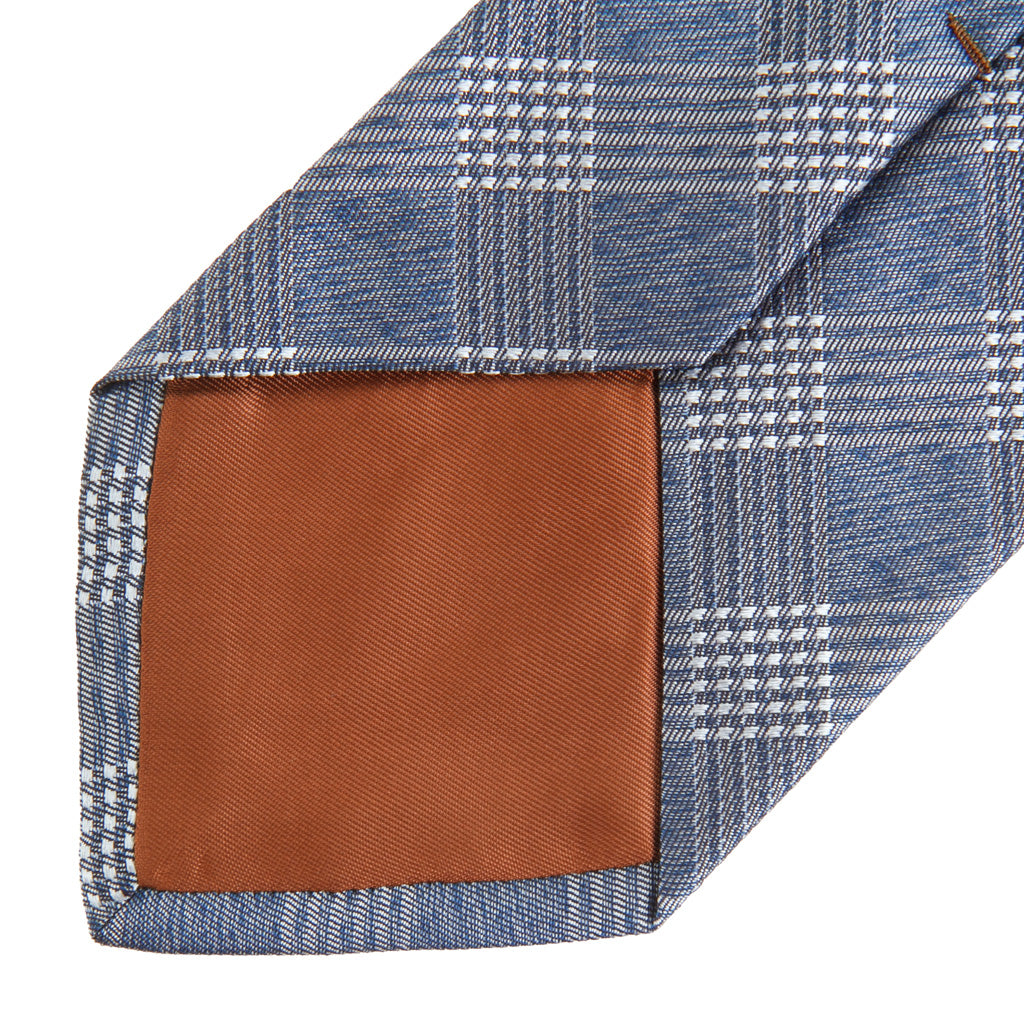 Blue Melange Plaid Silk Necktie