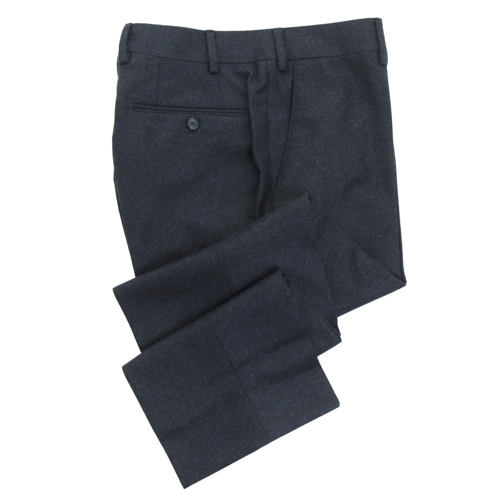 Trim Fit Navy 100% Merino Wool Flannel Trouser