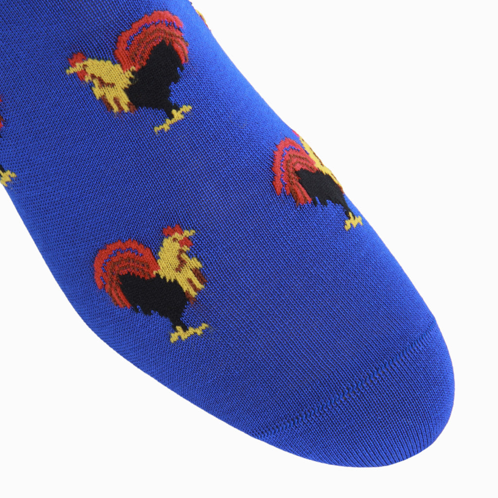 Clematis with Black Rooster Cotton Over-the-Calf Sock