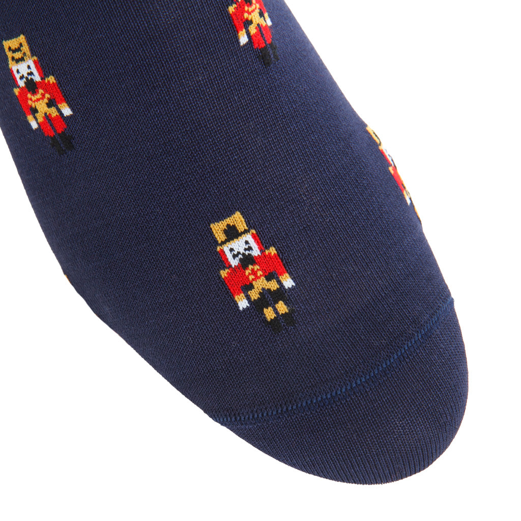 Classic Navy with Red &amp; Gold Nutcracker Cotton Mid-Calf Sock
