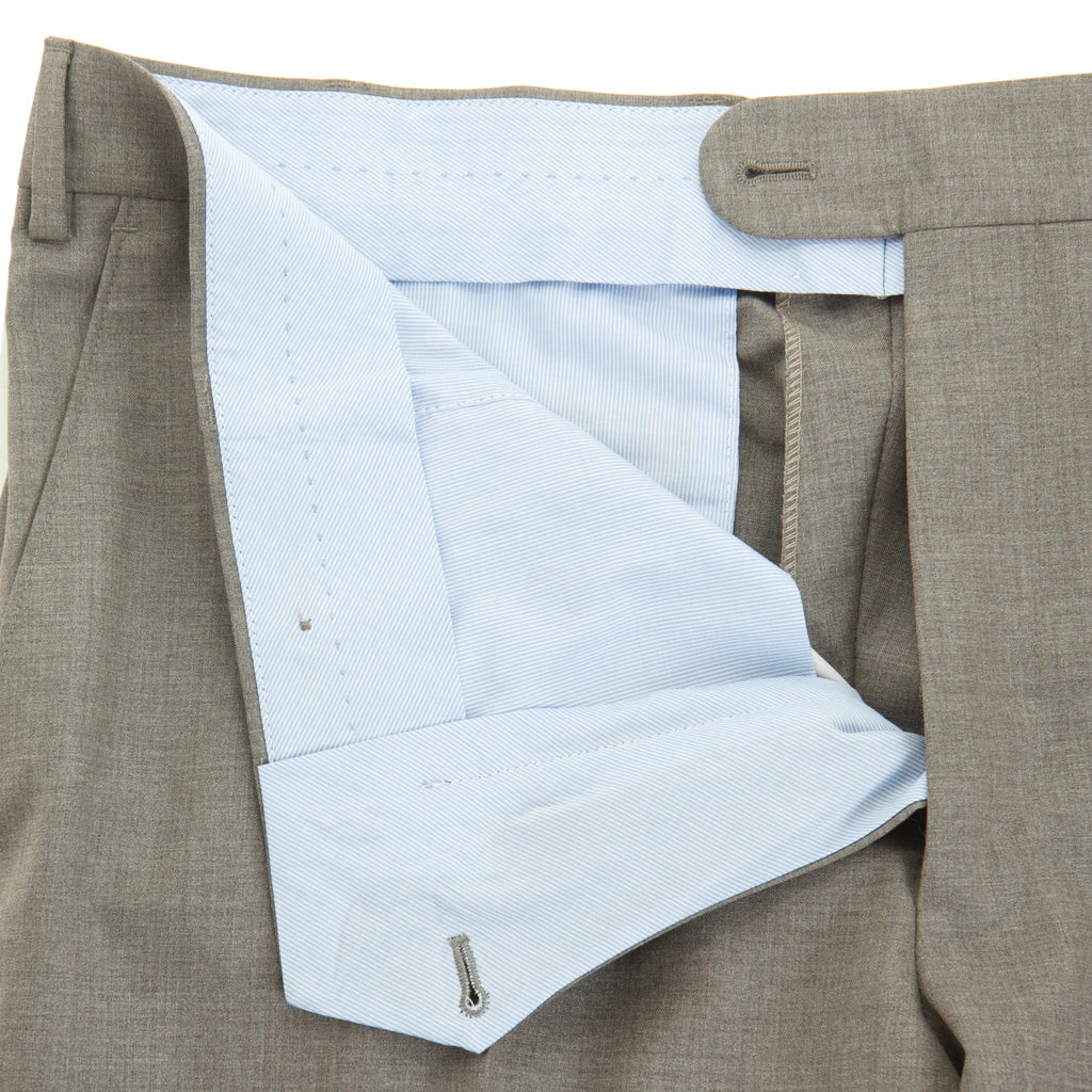 Classic Fit Medium Brown Trouser Super 120's Tropical Wool