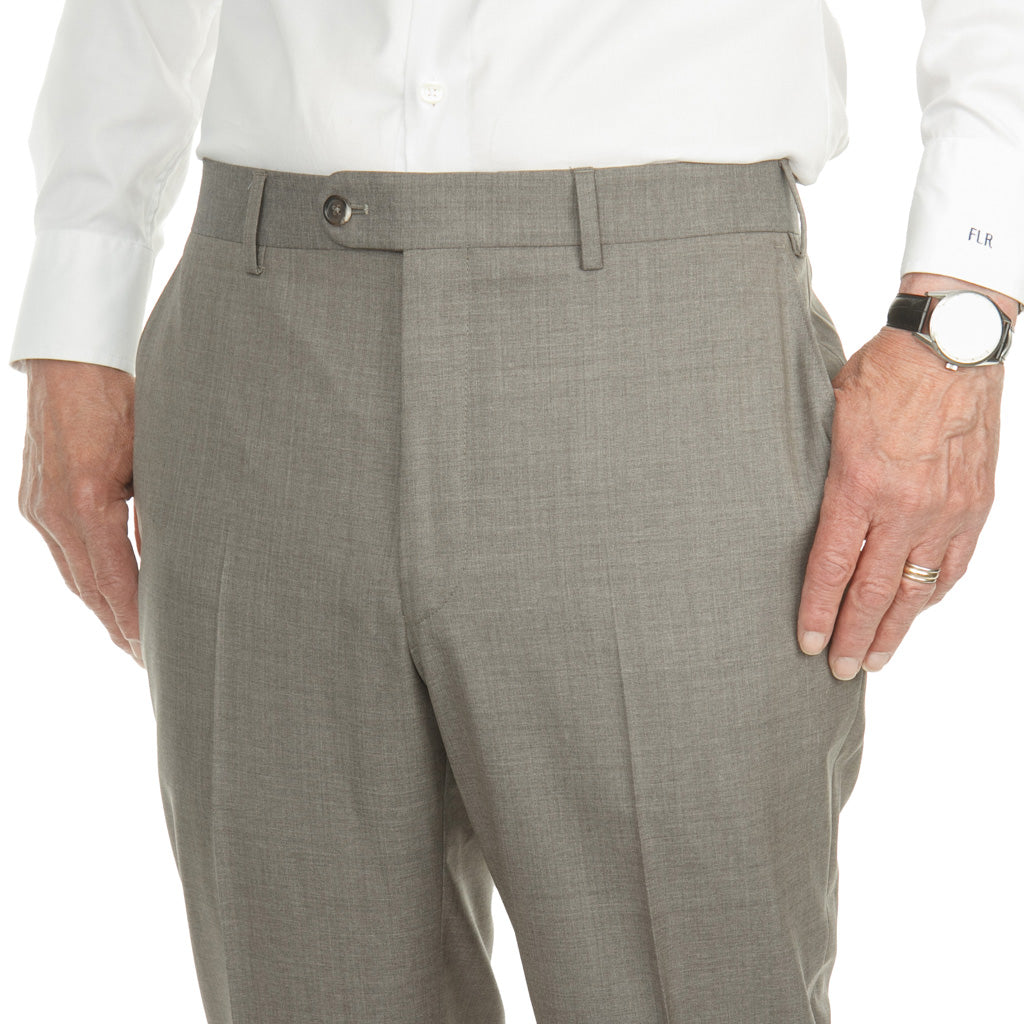 Trim Fit Medium Brown Trouser Super 120's Tropical Wool
