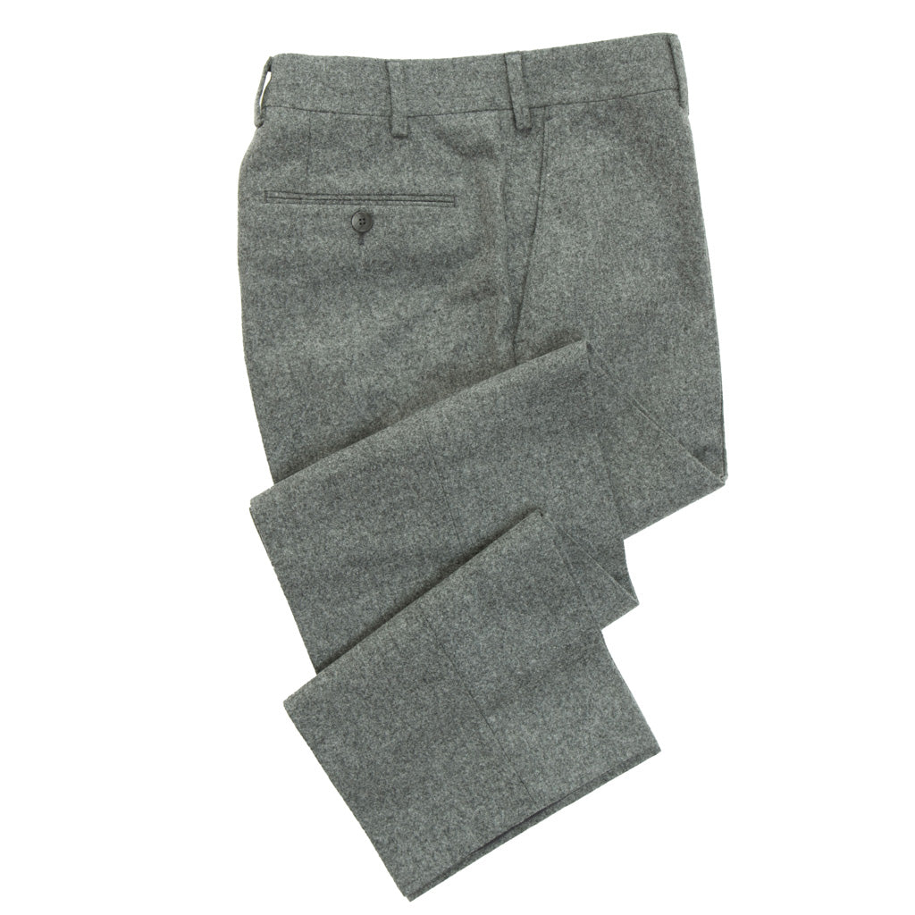 Trim Fit Heather Gray 100% Fine Merino Wool Flannel Trouser