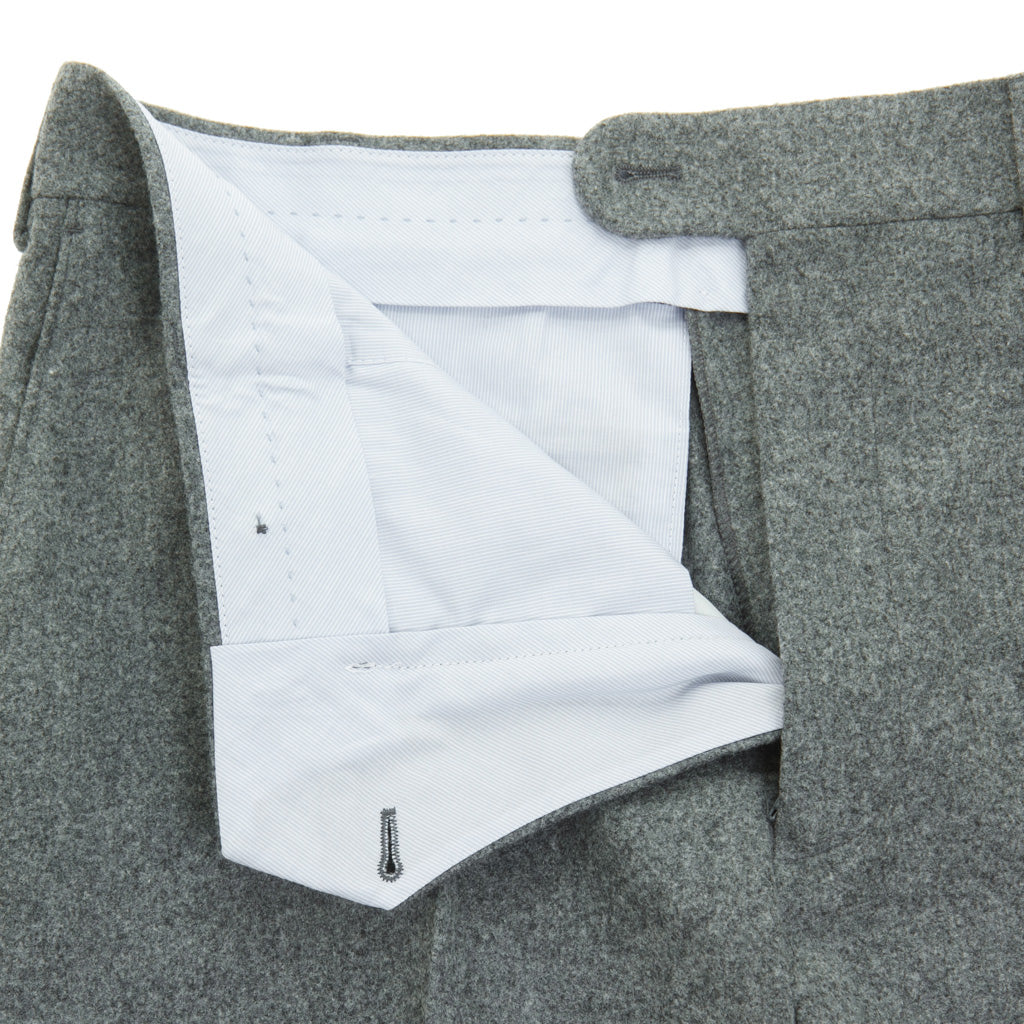 Classic Fit Heather Gray 100% Merino Wool Flannel Trouser
