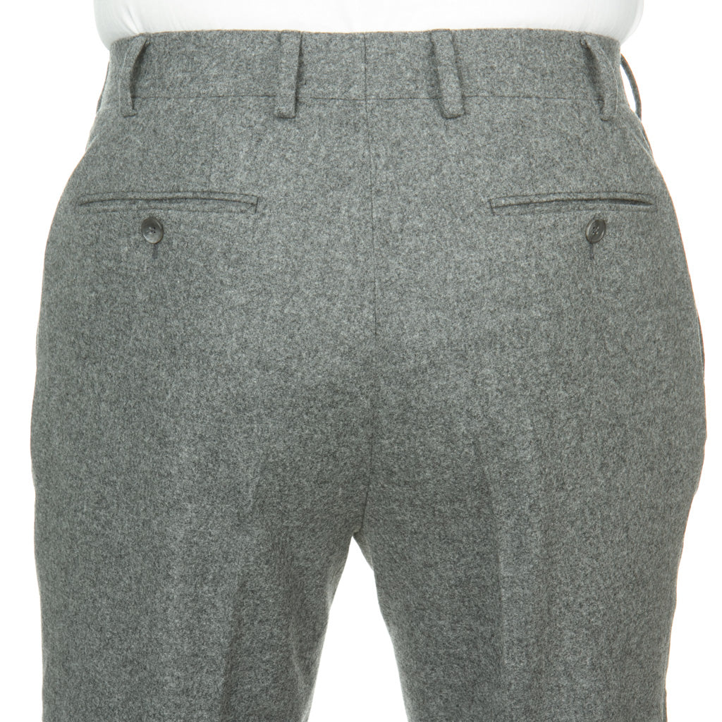 Trim Fit Heather Gray 100% Fine Merino Wool Flannel Trouser