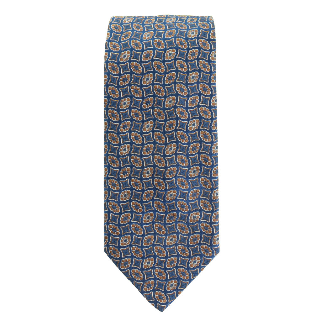 Navy with Coffee Brown Neat Silk Necktie