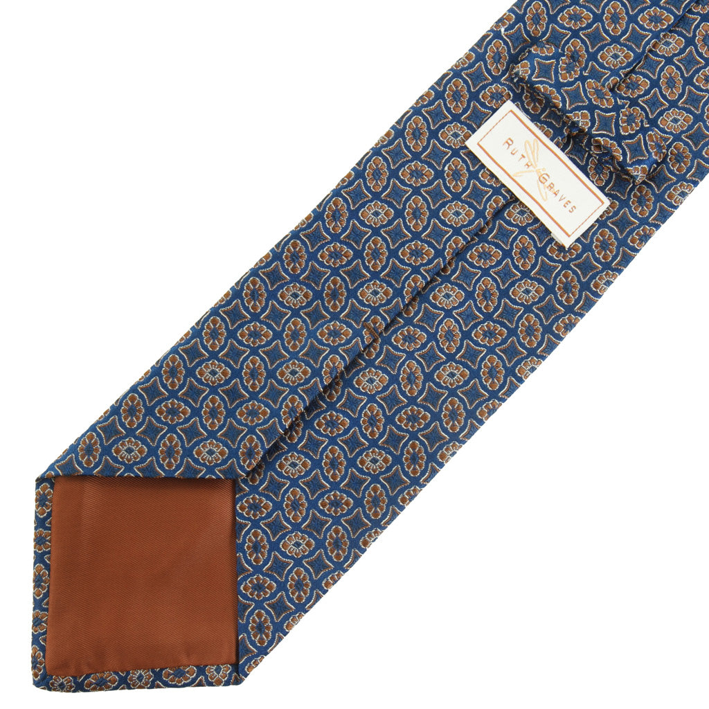 Navy with Coffee Brown Neat Silk Necktie