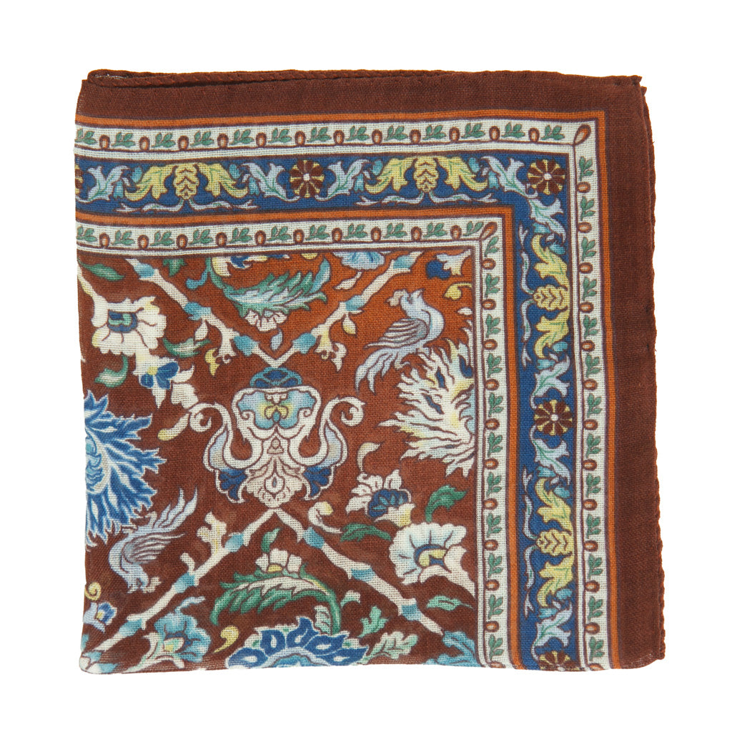 Rust Vintage Floral Pocket Square