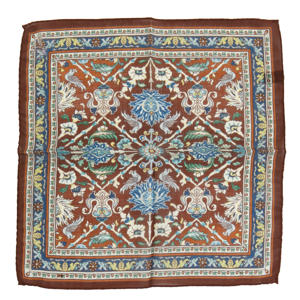 Rust Vintage Floral Pocket Square