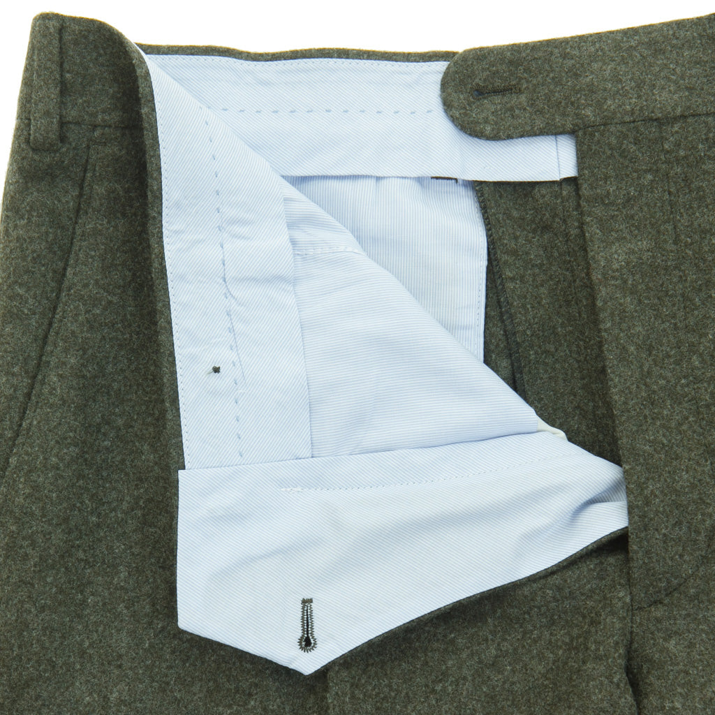 Trim Fit Forest Green 100% Merino Wool Flannel Trouser