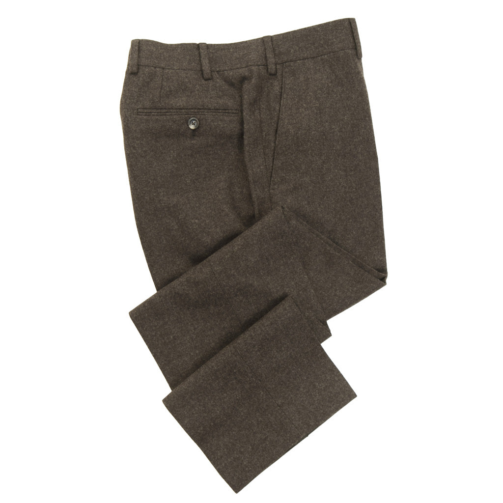 Classic Fit Dark Brown 100% Merino Wool Flannel Trouser