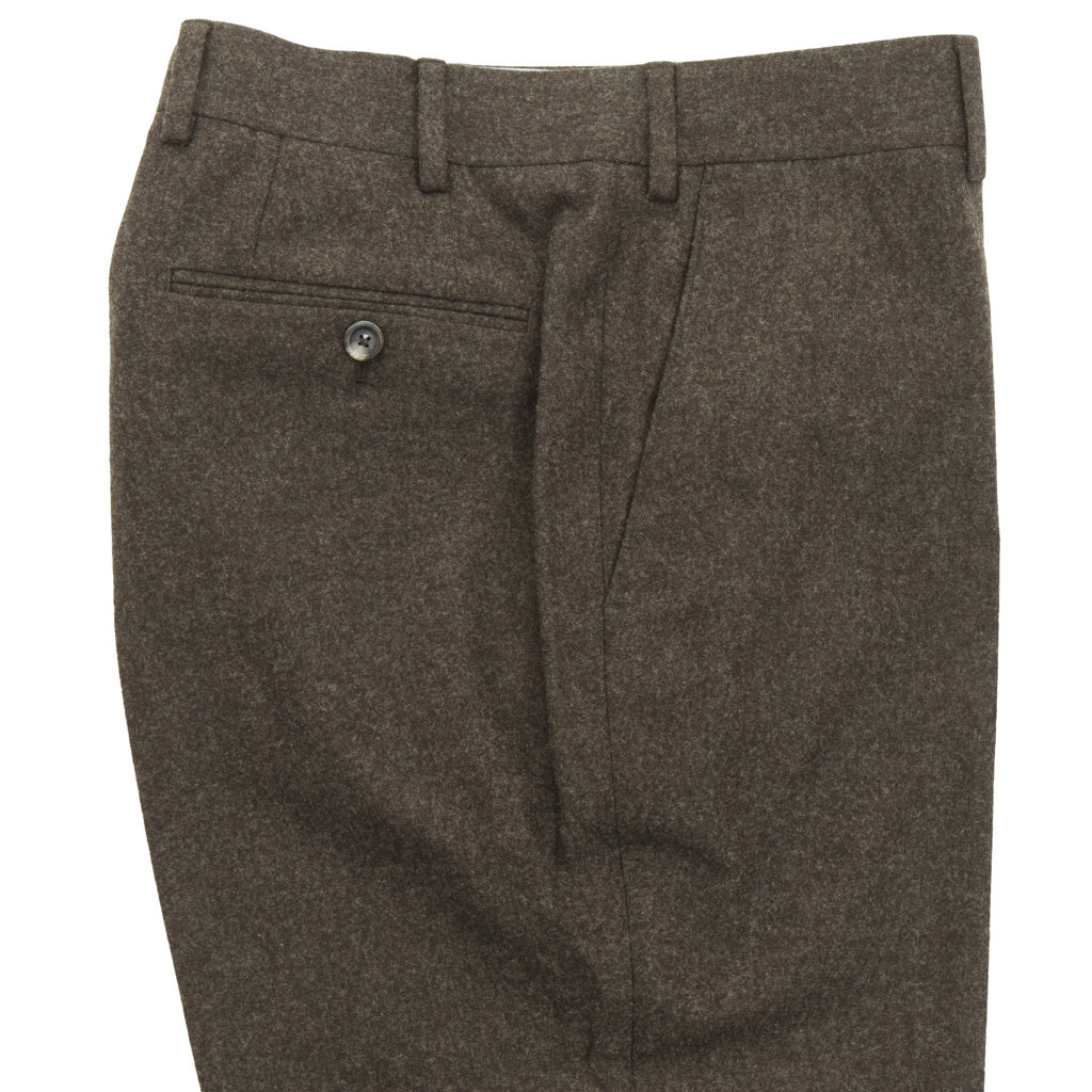 Trim Fit Dark Brown 100% Merino Wool Flannel Trouser