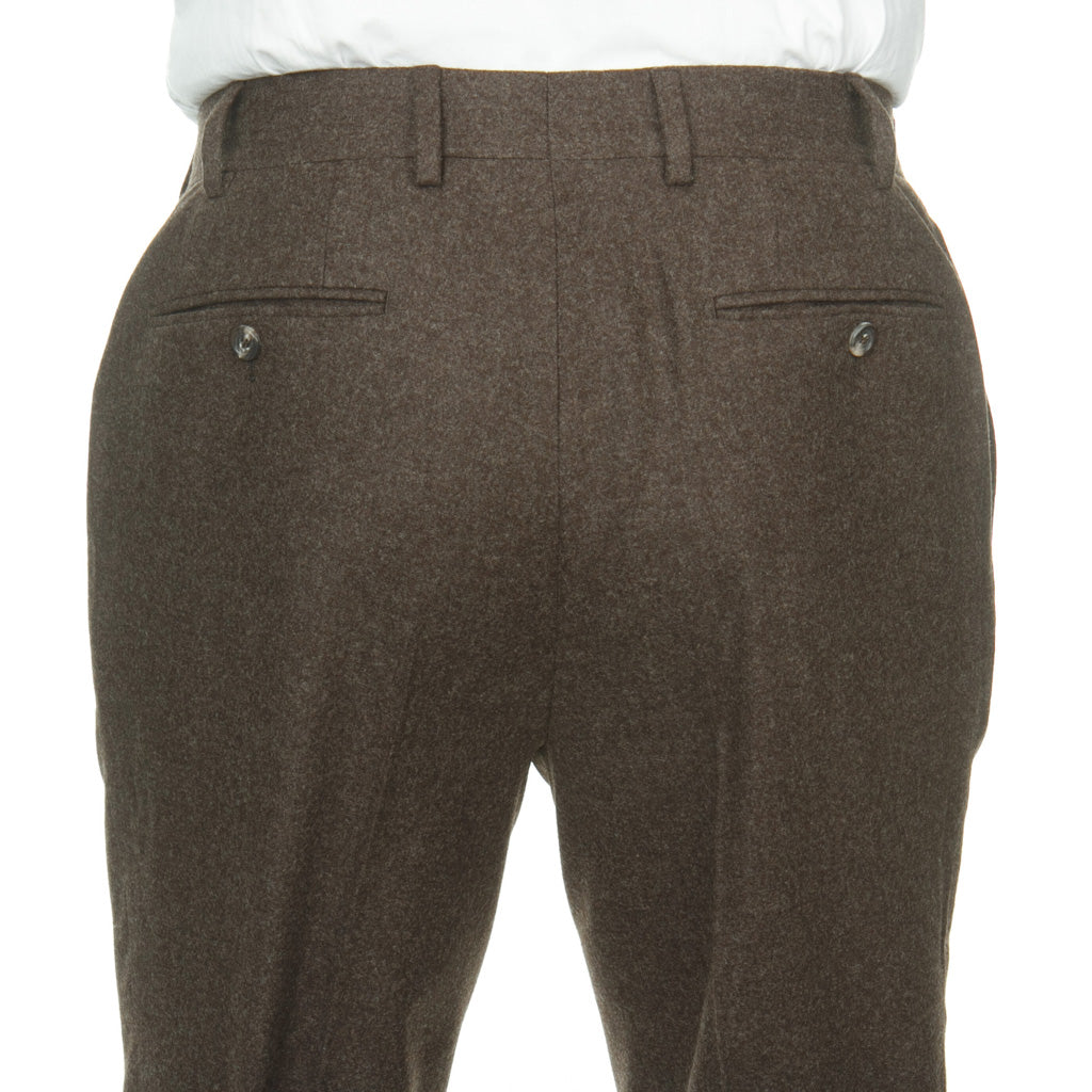 Trim Fit Dark Brown 100% Merino Wool Flannel Trouser