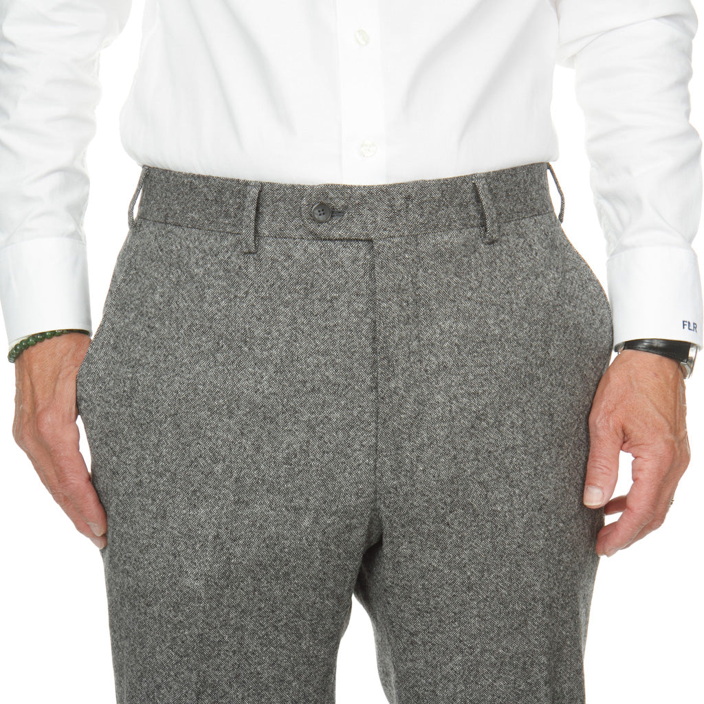 100% Lambswool Donegal  Trouser Trim Fit Black