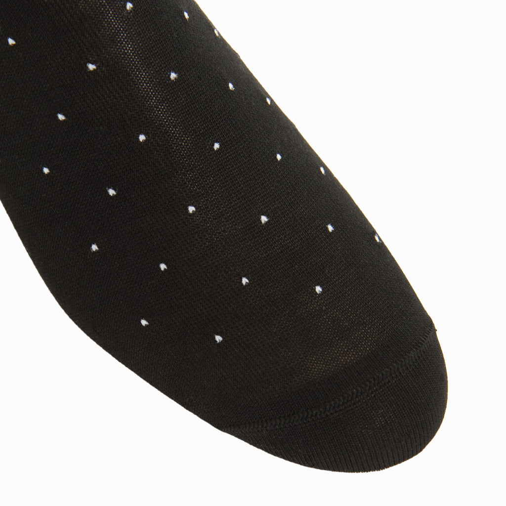 Black with White Pin Dot Cotton Sock Linked OTC