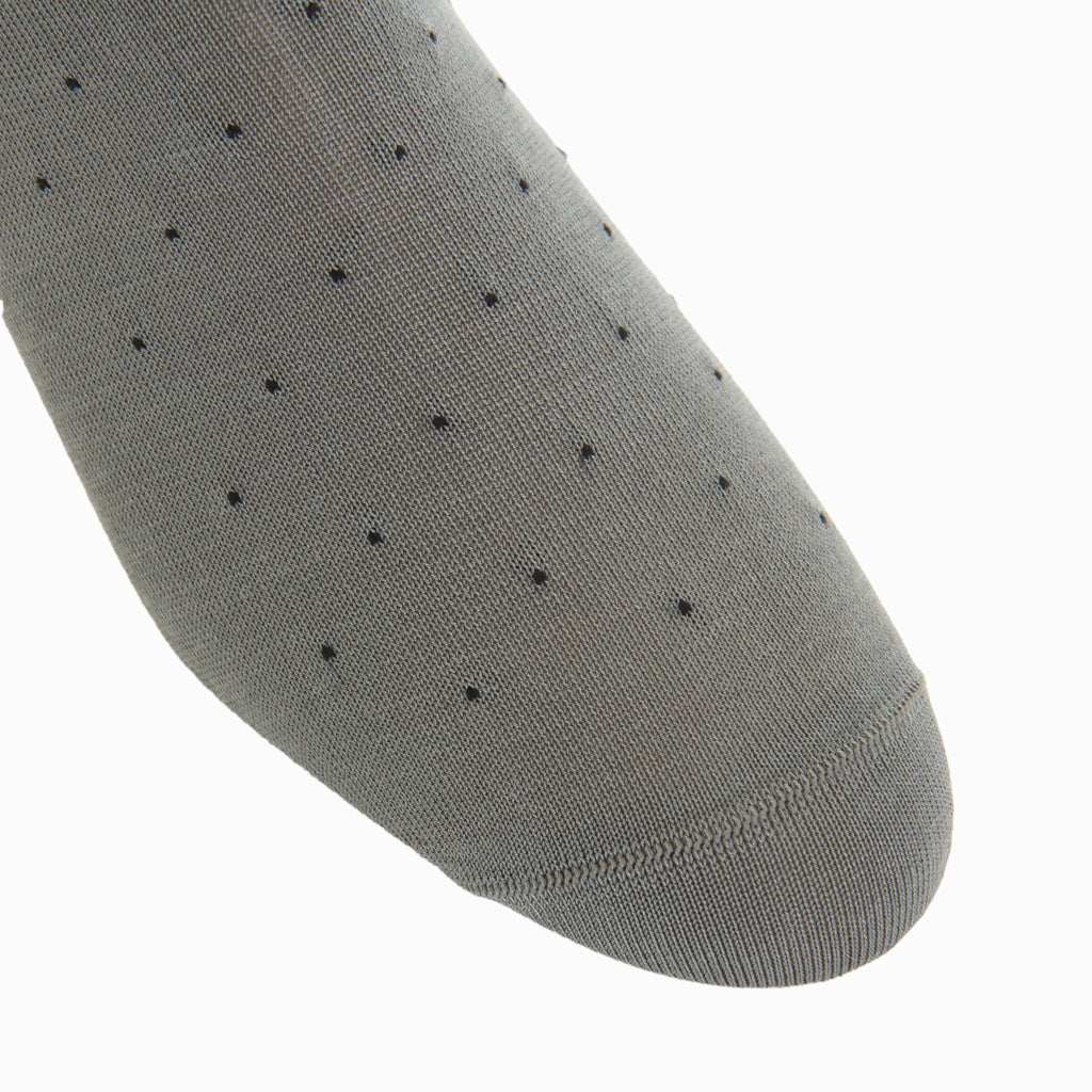 Steel Gray with Black Pin Dot Cotton Over-the-Calf Sock