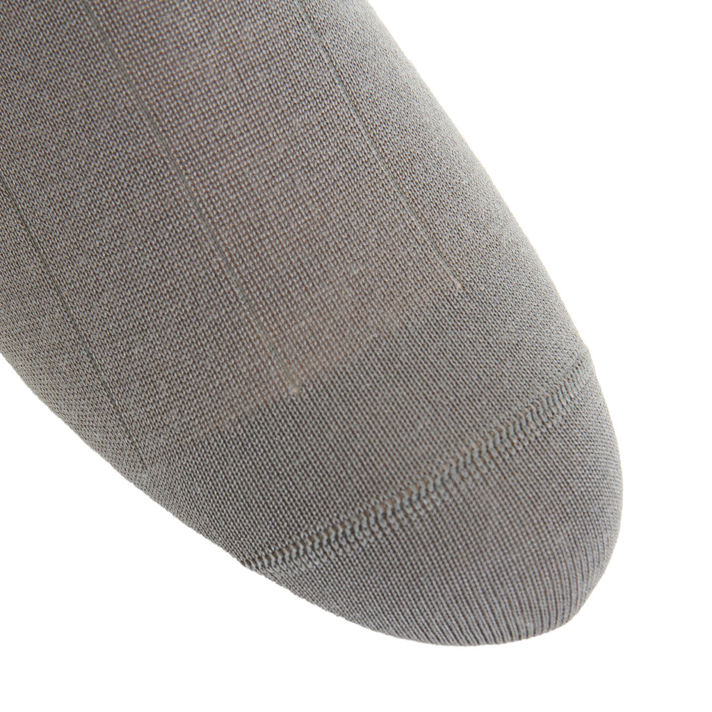 Pewter Solid Wide Ribbed Cashmere Mid-Calf Sock