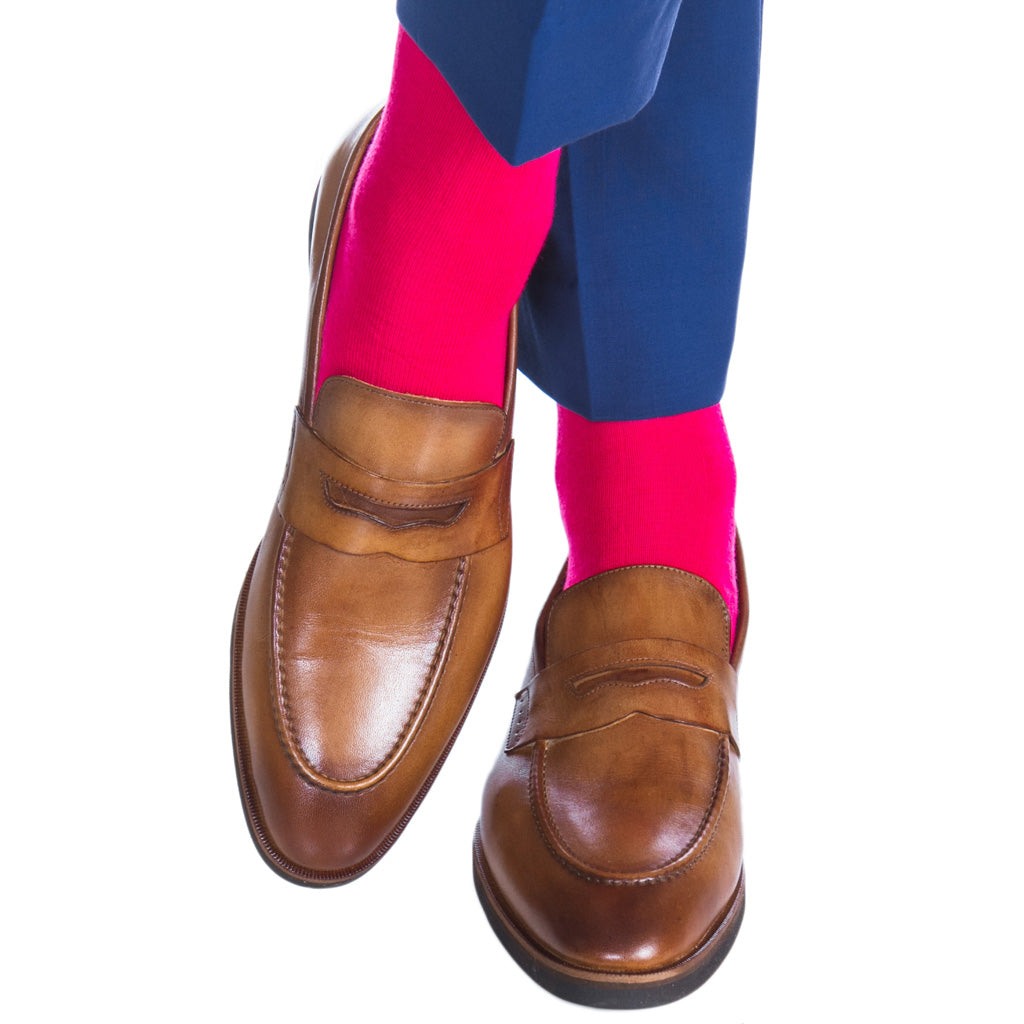 Magenta Solid Ribbed Fine Merino Wool Sock Linked Toe OTC Magenta Solid Ribbed Fine Merino Wool Sock Linked Toe OTC