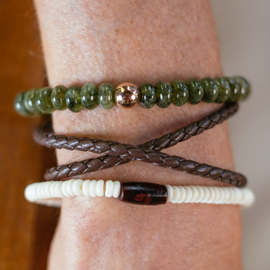 Bone Disc with Cherry Water Buffalo Horn Bracelet